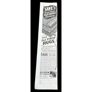 Olson Rug Company 1938 Vintage Print Ad Chicago Illinois Finer Broadloom